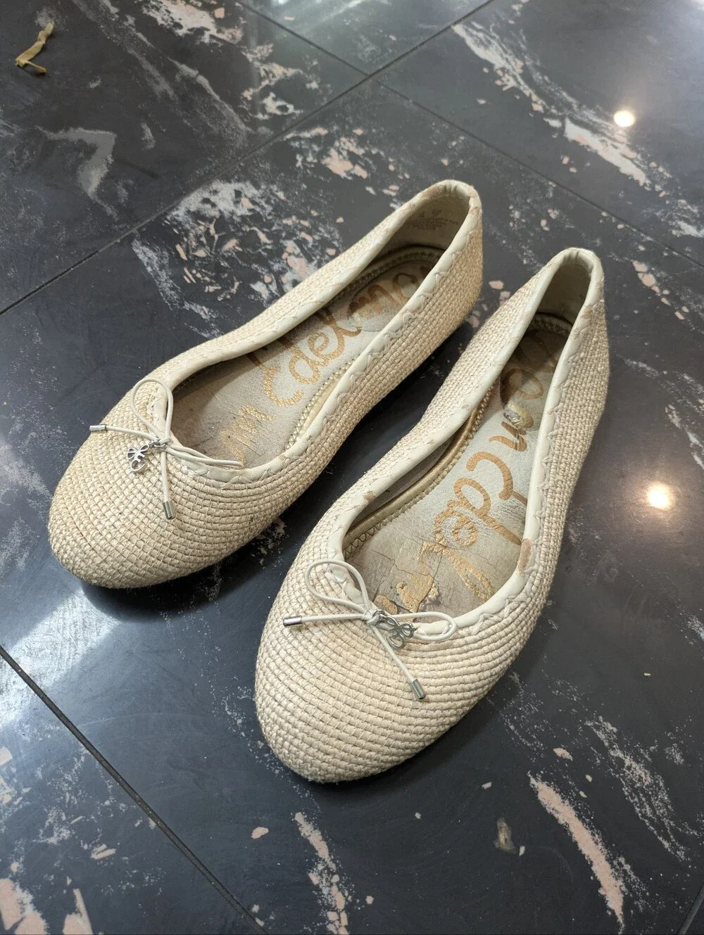 Sam Edelman Tan Woven Falcon Ballet Flats Size 7